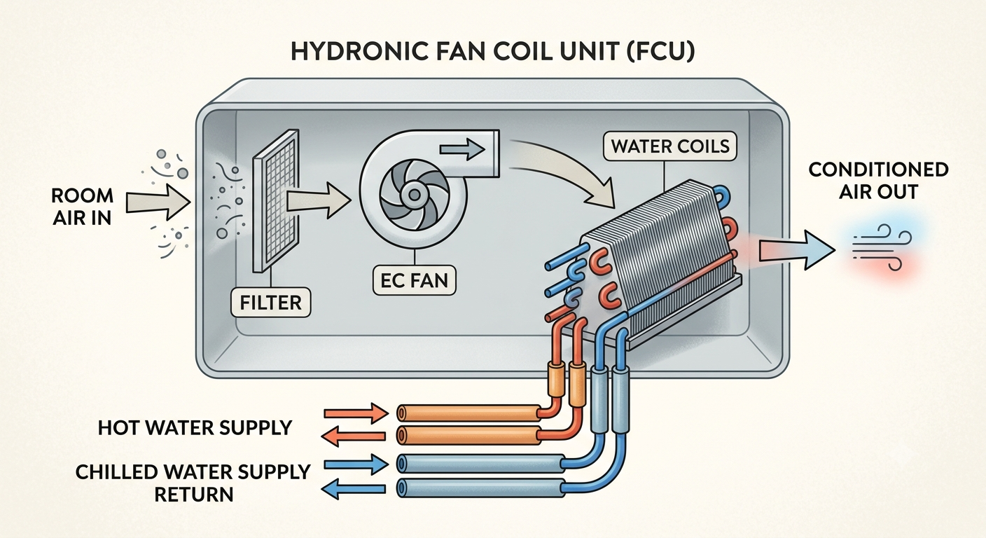Central Water Source/ Chiller connected to FCU.